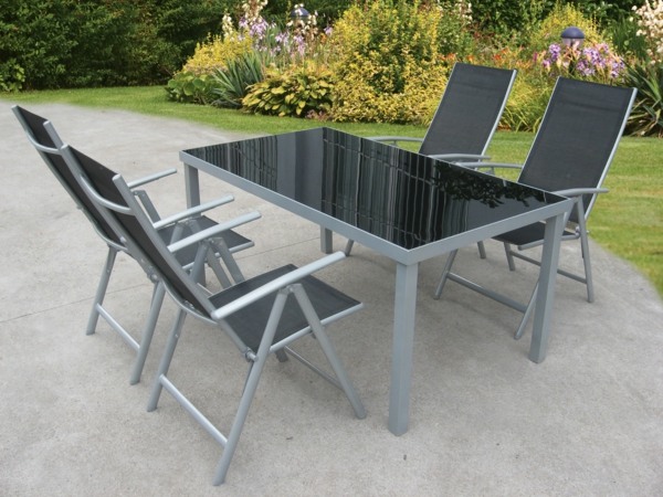 table mobilier de jardin surface verre gris design moderne