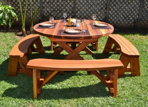 table ronde pour jardin bancs bois