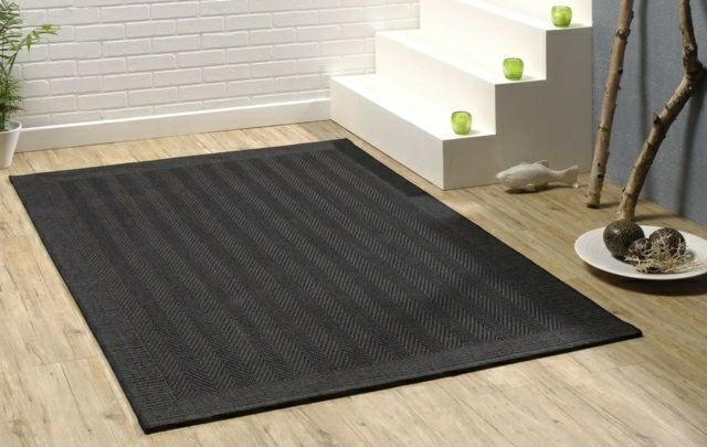 sol salon tapis en sisal noir garvin fibre naturelle