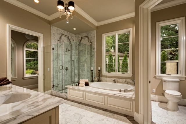 vue salle bain elegante couleur beige