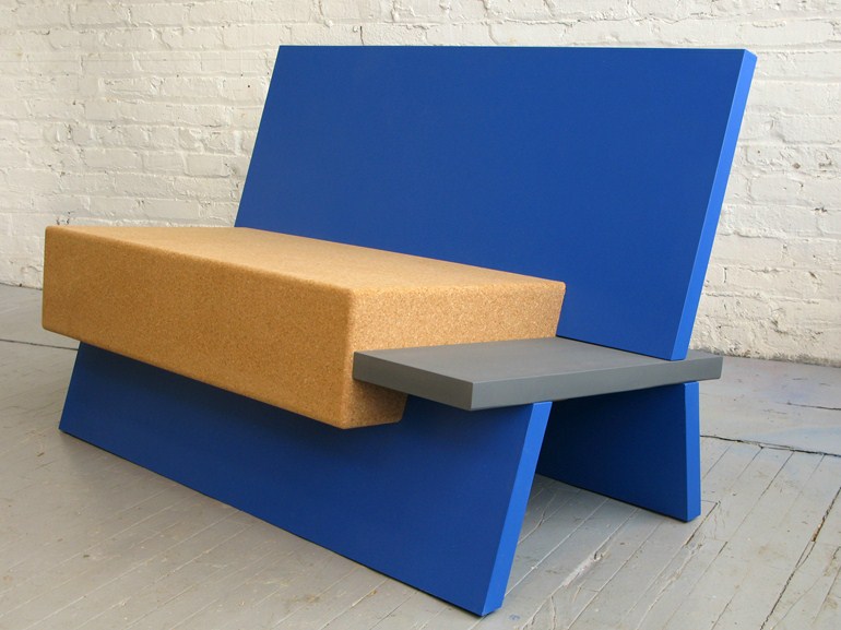 aménagement jardin contemporain fauteuil bleu bois original Daniel Michalik 