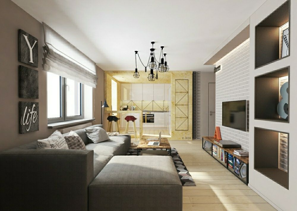 intérieur salon décoration appartement moderne idée canapé gris lampe suspendue déco minimaliste