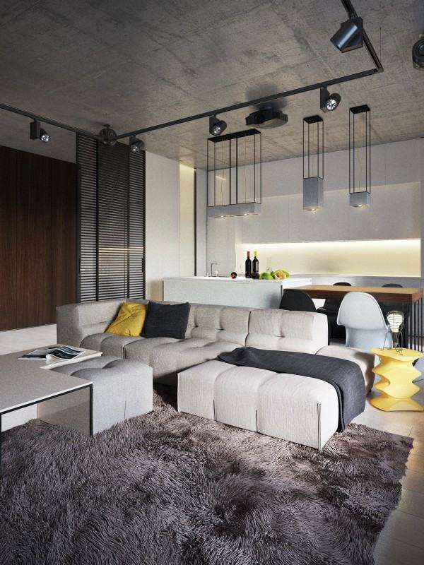 appartement moderne table basse jaune