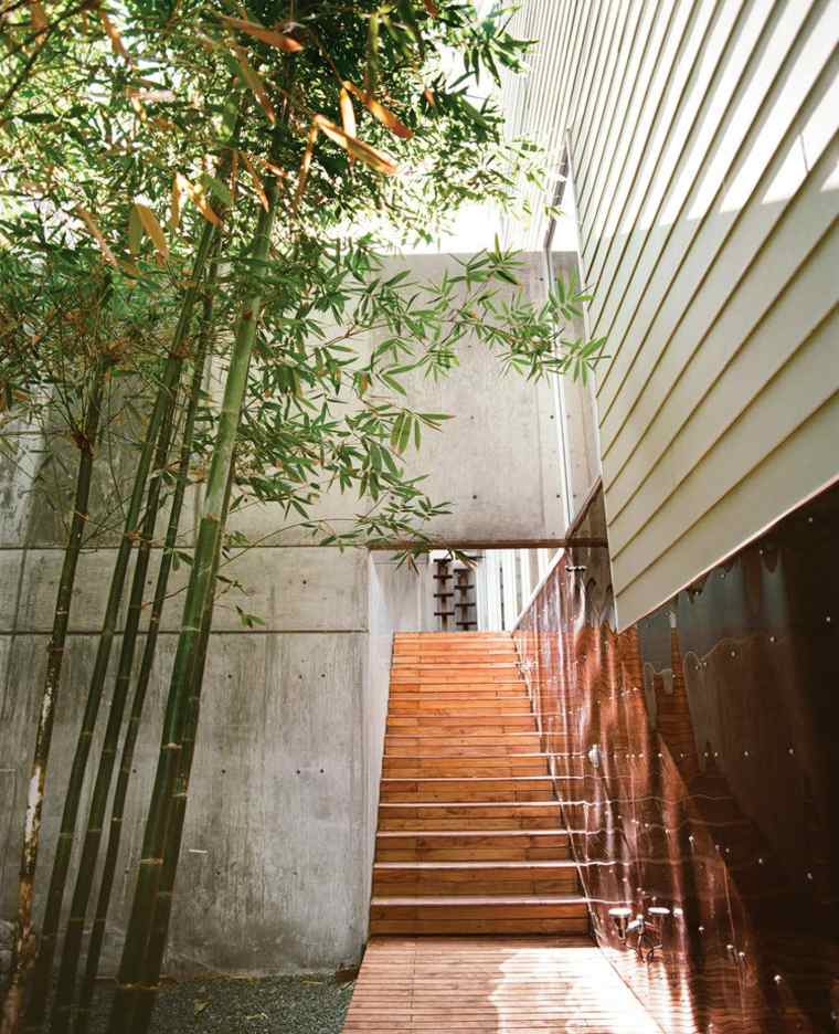 bambou déco jardin escalier bois