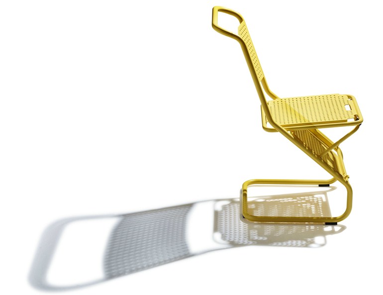 Chilienne jaune en acier designer Björn Dahlström vendu par Nola Industrier design industriel 