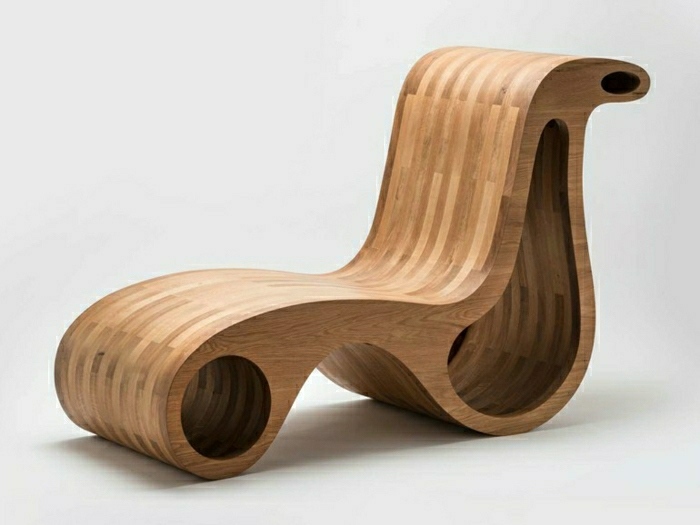 Chaise longue en bois moderne fauteuil design Giorgio Caporaso