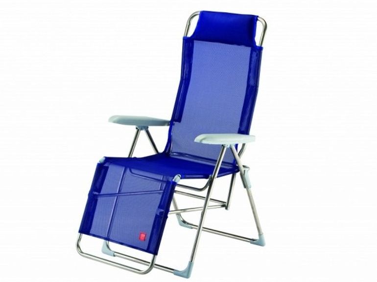chaise-transat pliante bleue avec repose-pieds par fiam en Italie