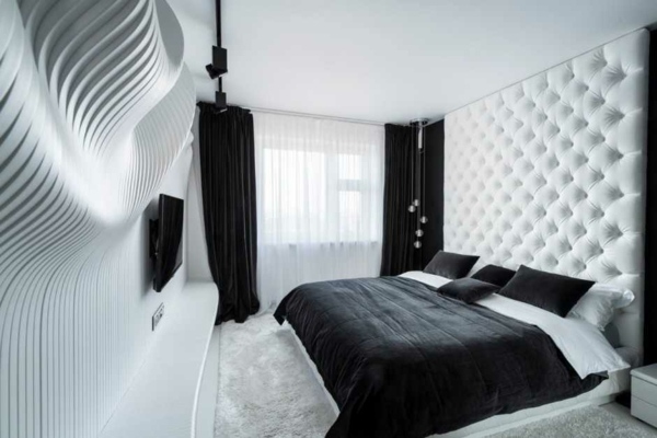 chambre coucher design noir blanc