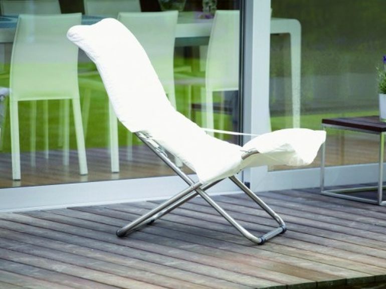 chaise longue pliante et chilienne inclinable en tissu trop beau design d'extérieur contemporain