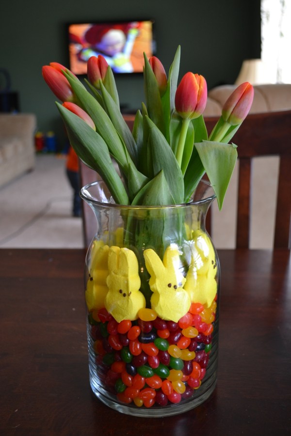 composition florale tulipes bonbons