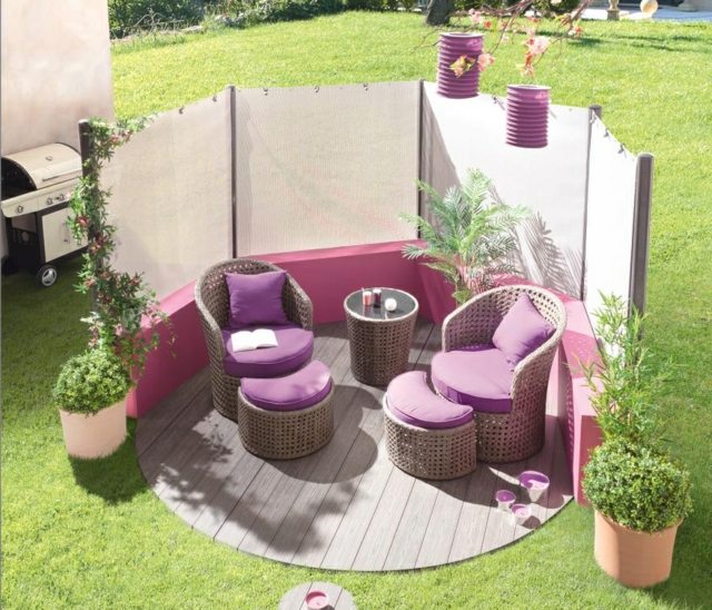 couleur violette salon jardin