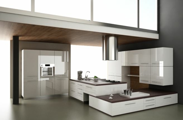 cuisine moderne blanc laquee aménagement cuisine moderne et design en marron