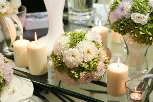 deco table bougies fleurs