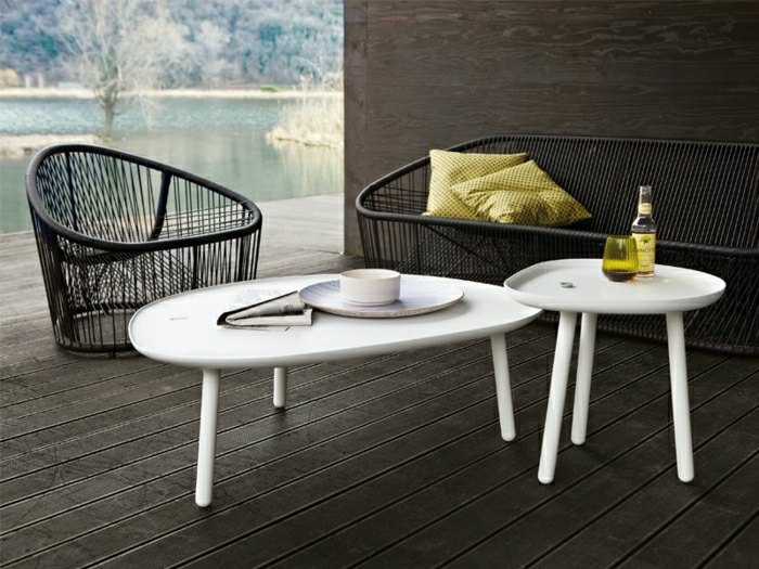 salon de jardin fauteuil de jardin en acier inoxydable et en PVC table de jardin design Prospero Rasulo Zanotta