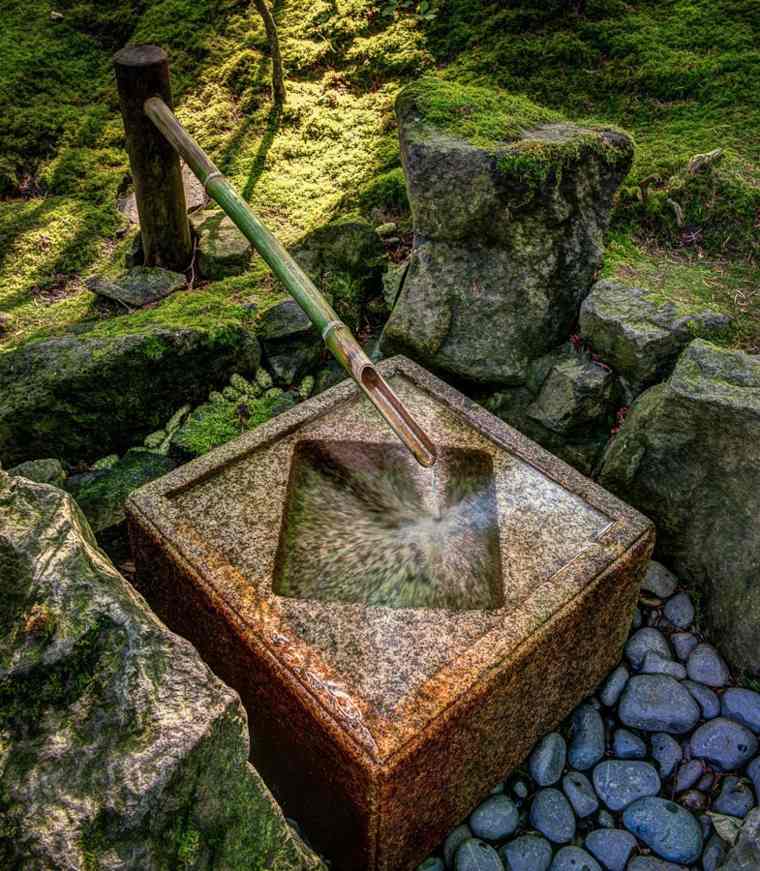 fontaine de jardin moderne pierre bambou diy moderne