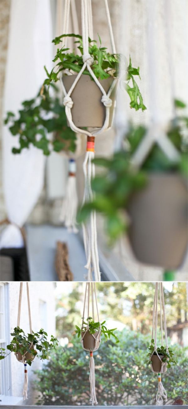 bricolage idée suspension pot de fleurs original