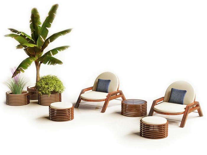 petits canapés de jardin en acajou confort design original Anthony Logothetis