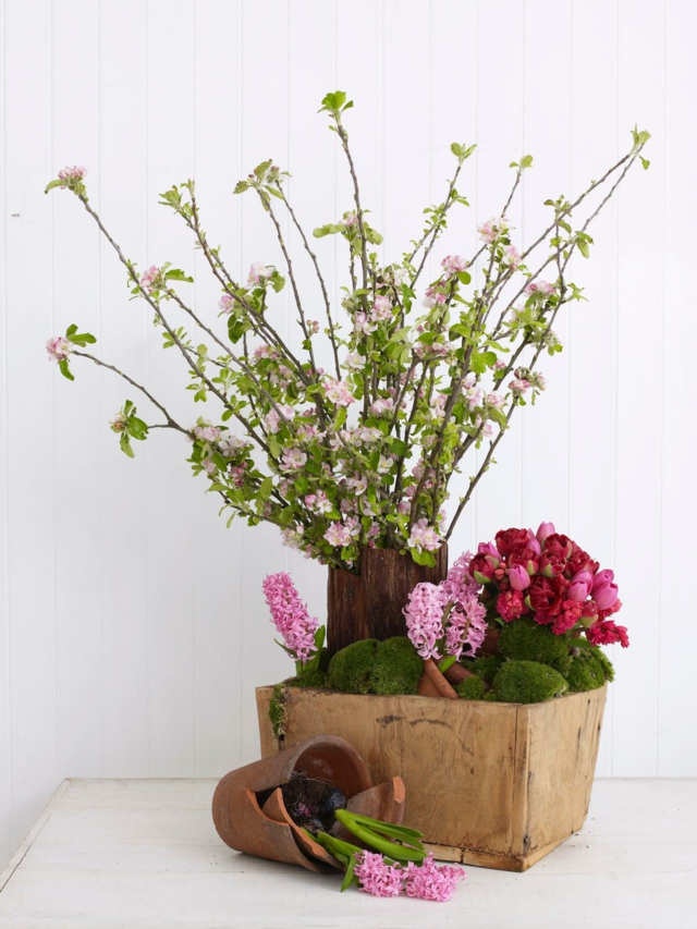 déco moderne pot de fleurs en bois printemps Pâques idée de déco