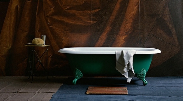 salle bain design baignoire verte