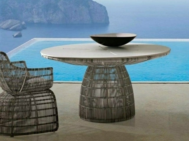table de jardin en polyéthylène fauteuil de jardin salon moderne idée