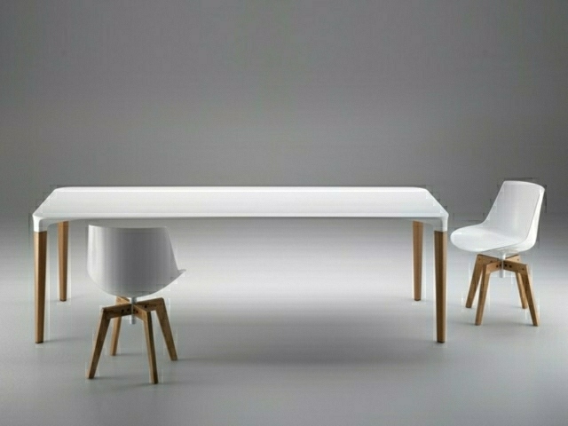 Table de jardin blanche basse design Luis Alberto Arrivillage chaise design