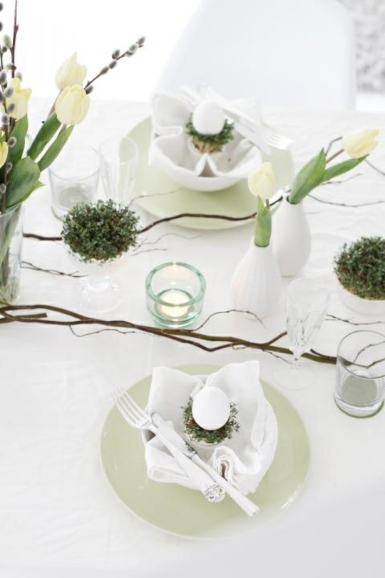 table deco paques blanc vert