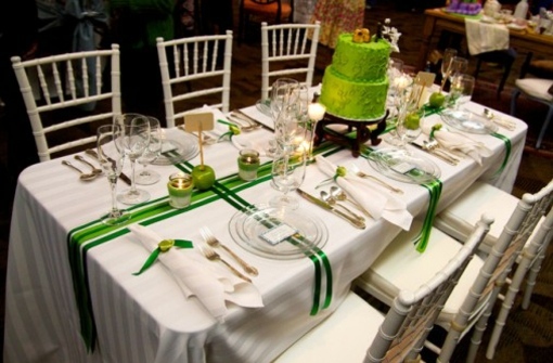 table mariage originale blanc vert