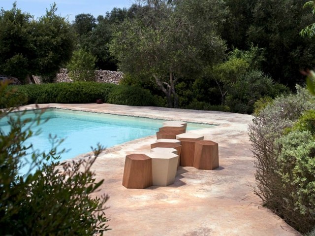 tabourets de jardin HEXAGON bord piscine