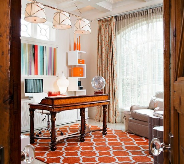 tapis orange textures rideaux