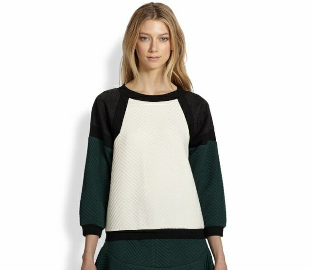 tendance mode 2015 sweatshirt tri couleurs de Line Dot style