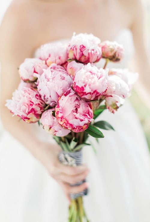 vue bouquets de fleurs pivoines rose