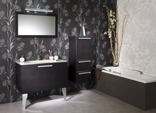 vue papier peint design salle bain moderne