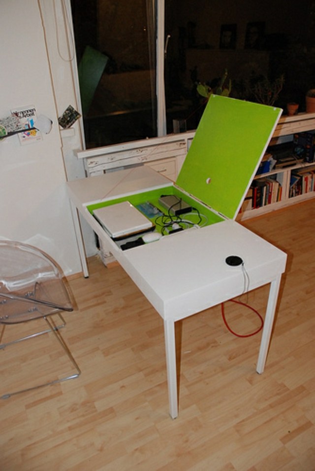 bureau bois blanc pratique bricolage DIY pas cher bureau avec espace de rangement