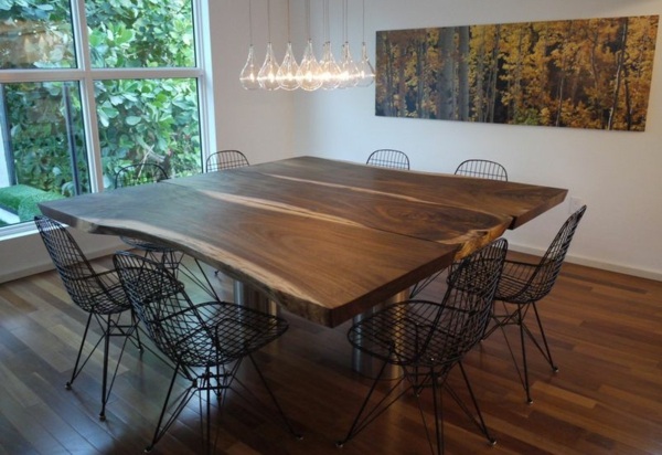 chaises de salle à manger métal table bois
