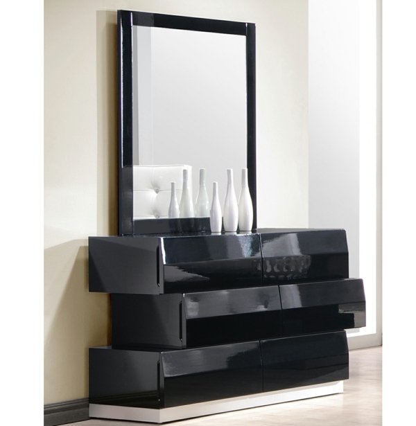 commode laquee noire moderne