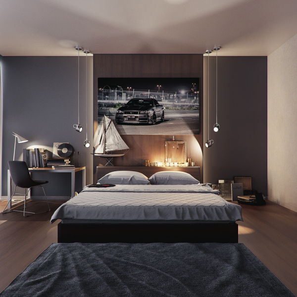 décoraion chambre à coucher moderne gris