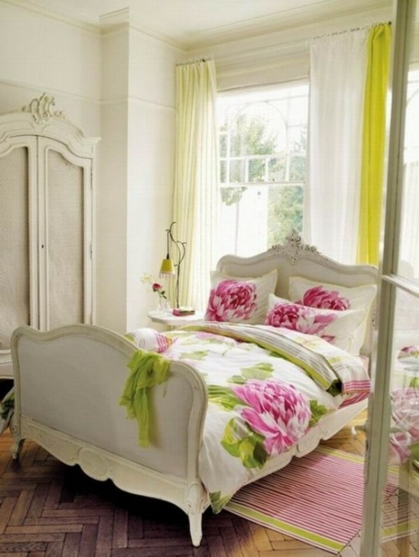 decoration chambre coucher motifs loraux