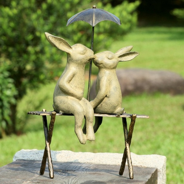 décoration de jardin extérieur figurines lapin