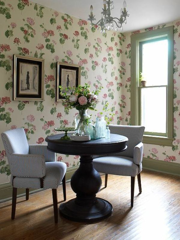 decoration salon papier peint floral