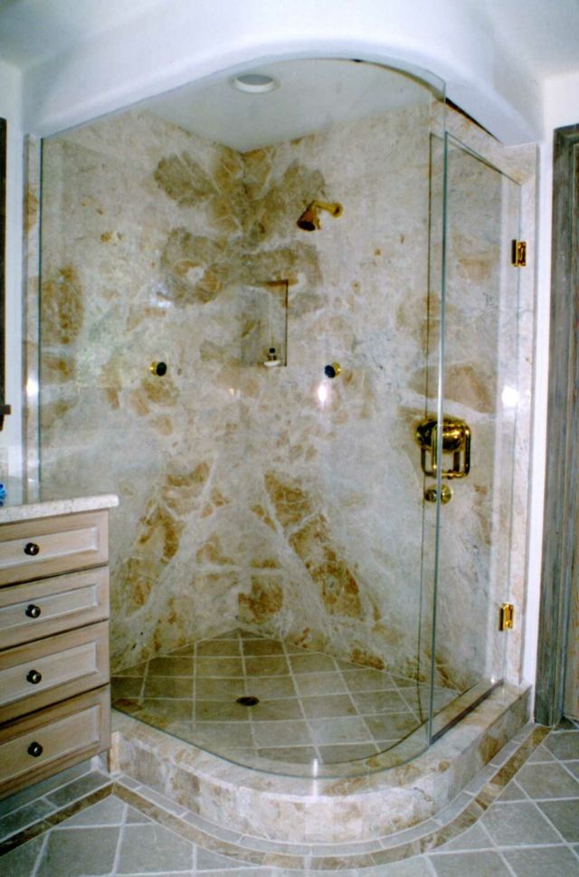 cabine de douche marbre salle de bain paroi de douche verre 