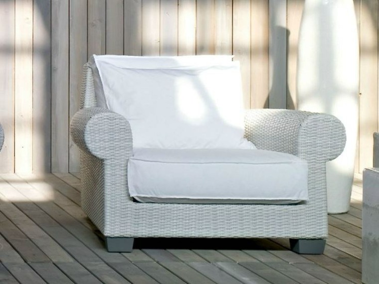 mobilier jardin résine tressée canapé design blanc extérieur aménagement