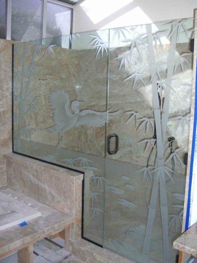 porte verre douche cabine salle de bain marbre idée aménagement
