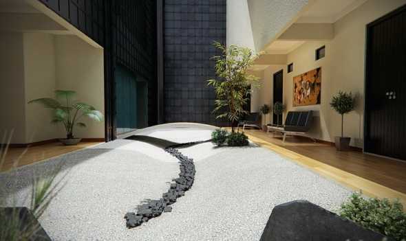 jardin rocaille minimaliste japonais