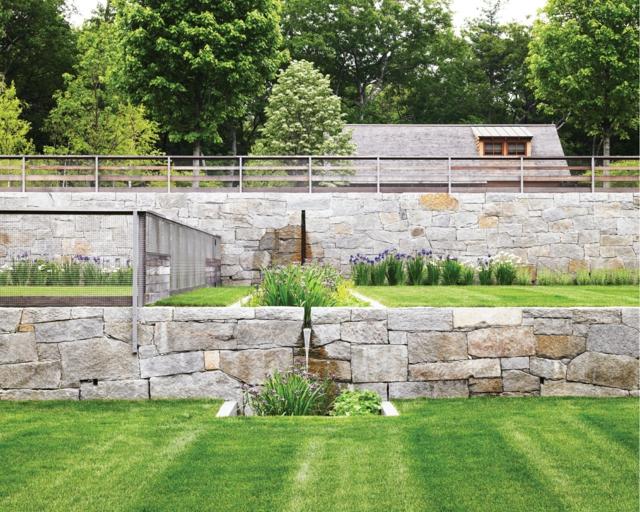 jardin simple mur pierres