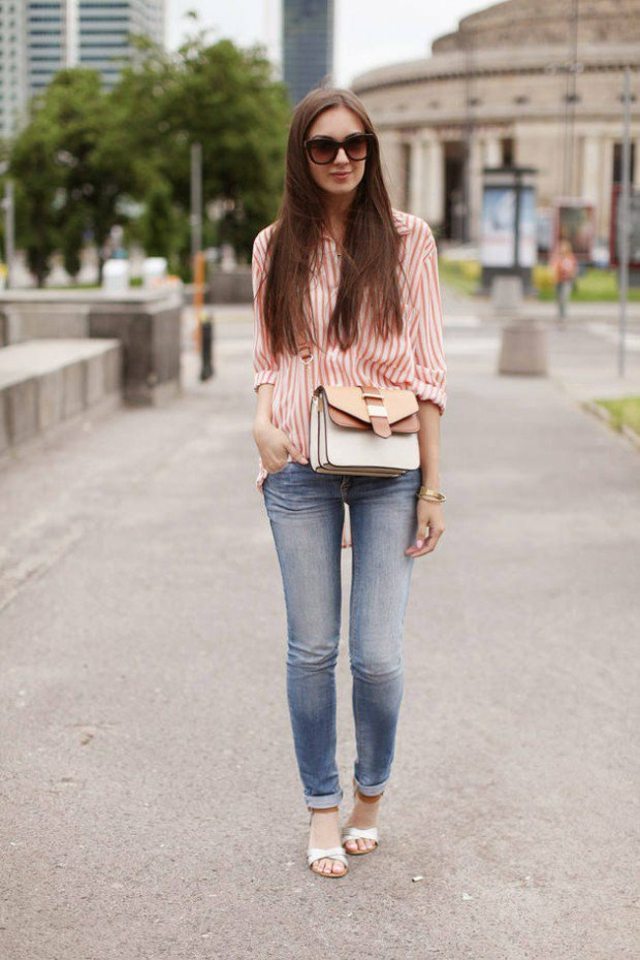 jean chemise look casual femme printemps 2015 