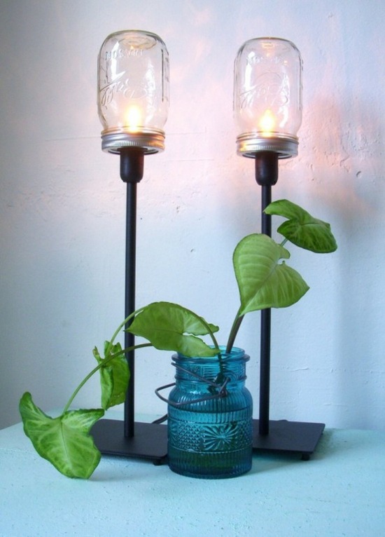 lampes DIY avec des bocaux en verre