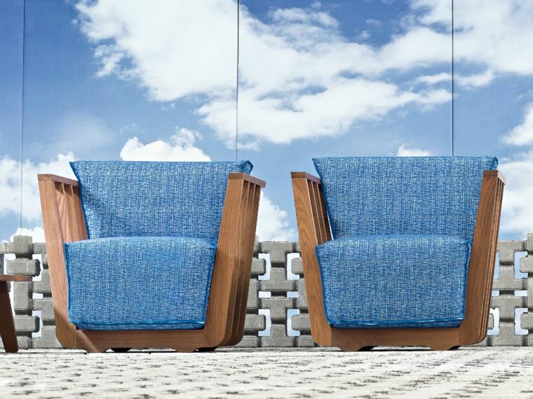 fauteuils de jardin bleus collection Inout Gervasoni