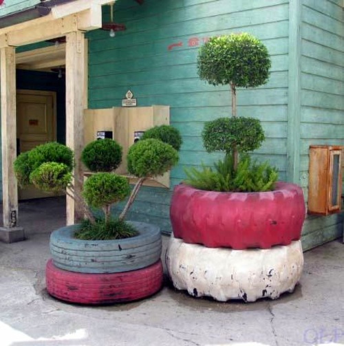 pot fleurs exterieur pneus