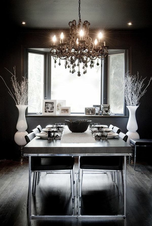 salle manger elegante noir blanc