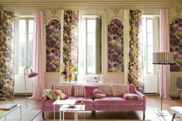 idée couleur salon deco motifs floraux